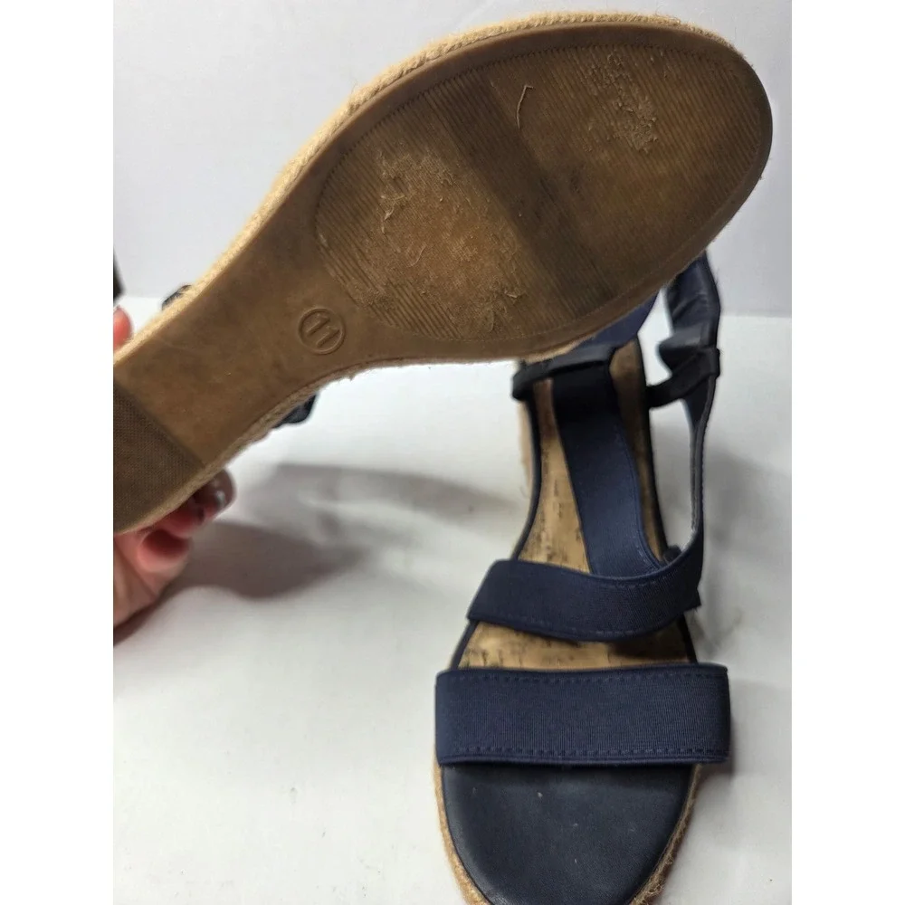 Merona Womens‎ Navy Blue Elastic Strap Espadrille Wedge Sandals Size 11